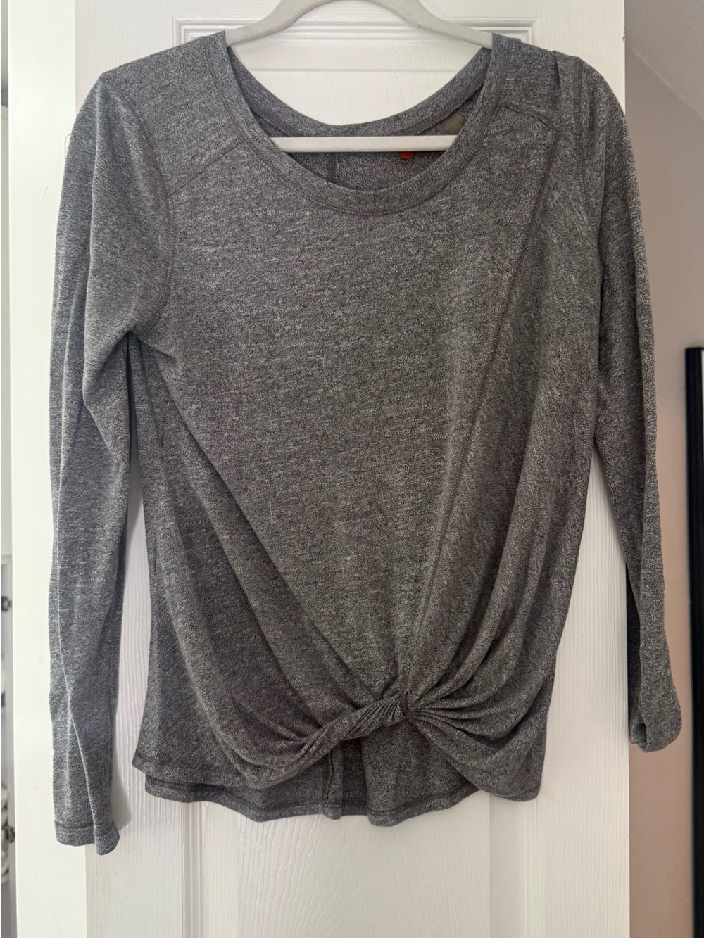 Zella Gray Long-Sleeve Twist-Knot Top